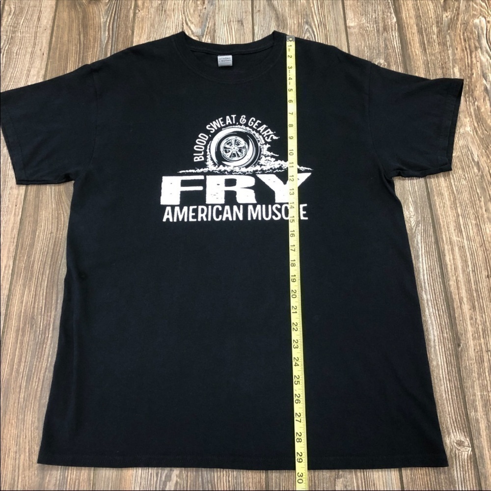 Fry American Muscle Blood, Sweat, and Gears Black Short Sleeve Tee Shirt - Picture 6 of 8